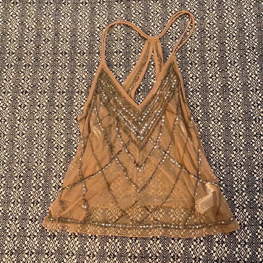 Sheer beaded tank top. NWOT